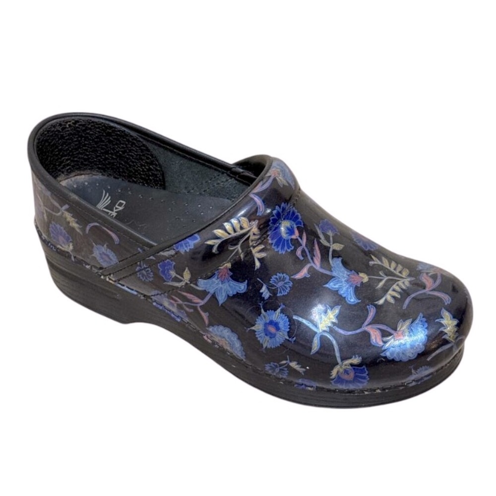Dansko Professional Clogs Womens 38 US 8 Blue Garden Patent Nurse Comfort Work
